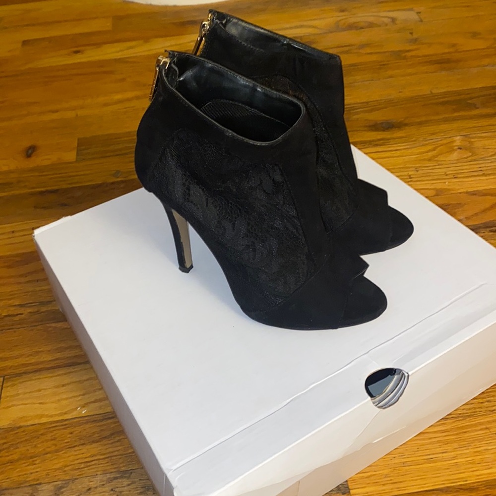 Aldo black suede and lace booties